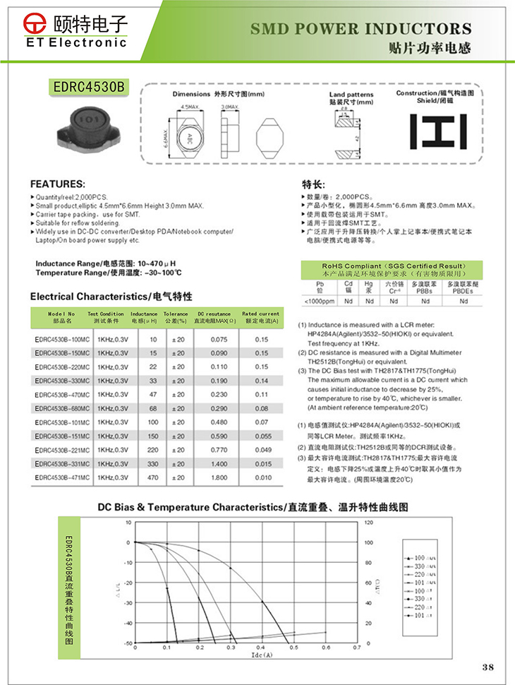 線藝同款1608貼片電感EDRC4530B