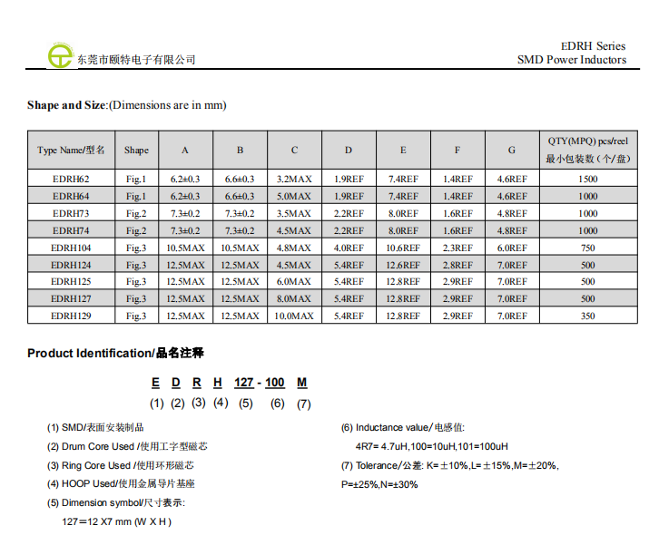 100uh功率電感器